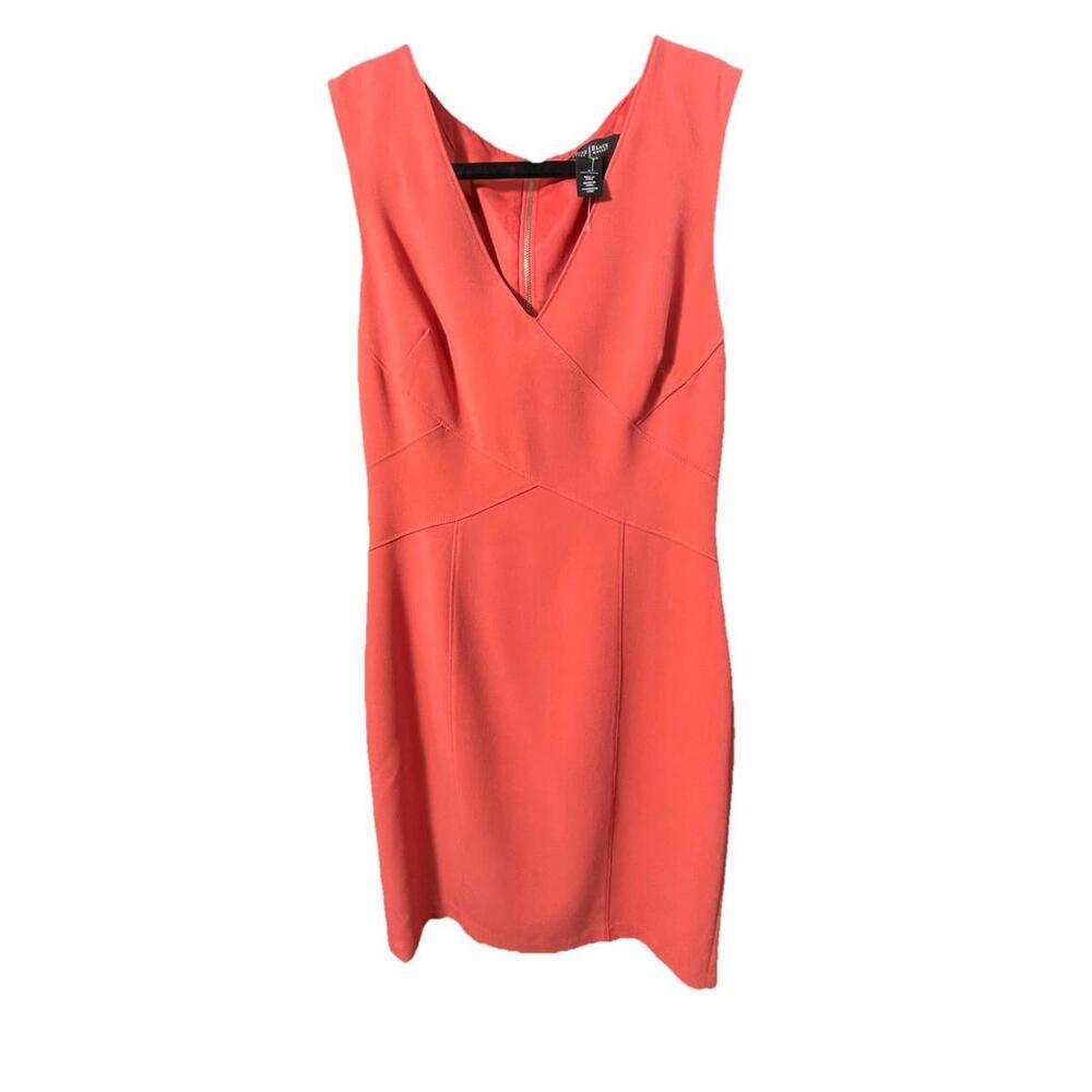 White House Black Market Coral/Orange Sheath Dress Sleeveless Back Zip Sz 6